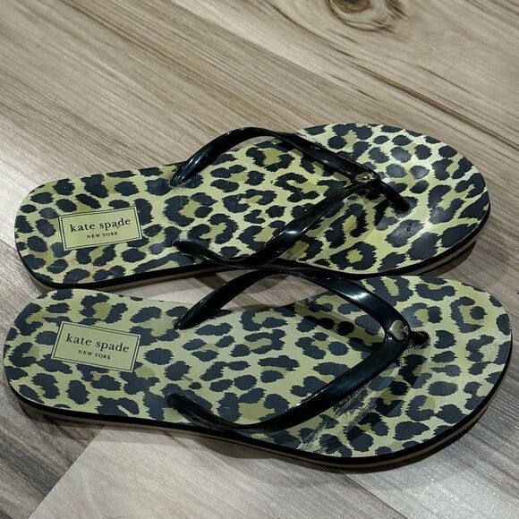 Kate Spade Leopard Cheetah Flip Flops Women’s 7-8 - Picture 1 of 4